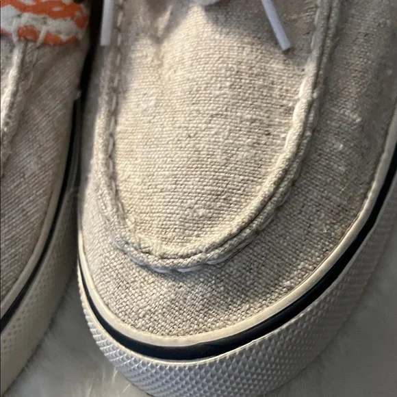 Sperry Top Sider Tan and Peach Lace Up Casual Boat or Tennis Shoes - Picture 8 of 12